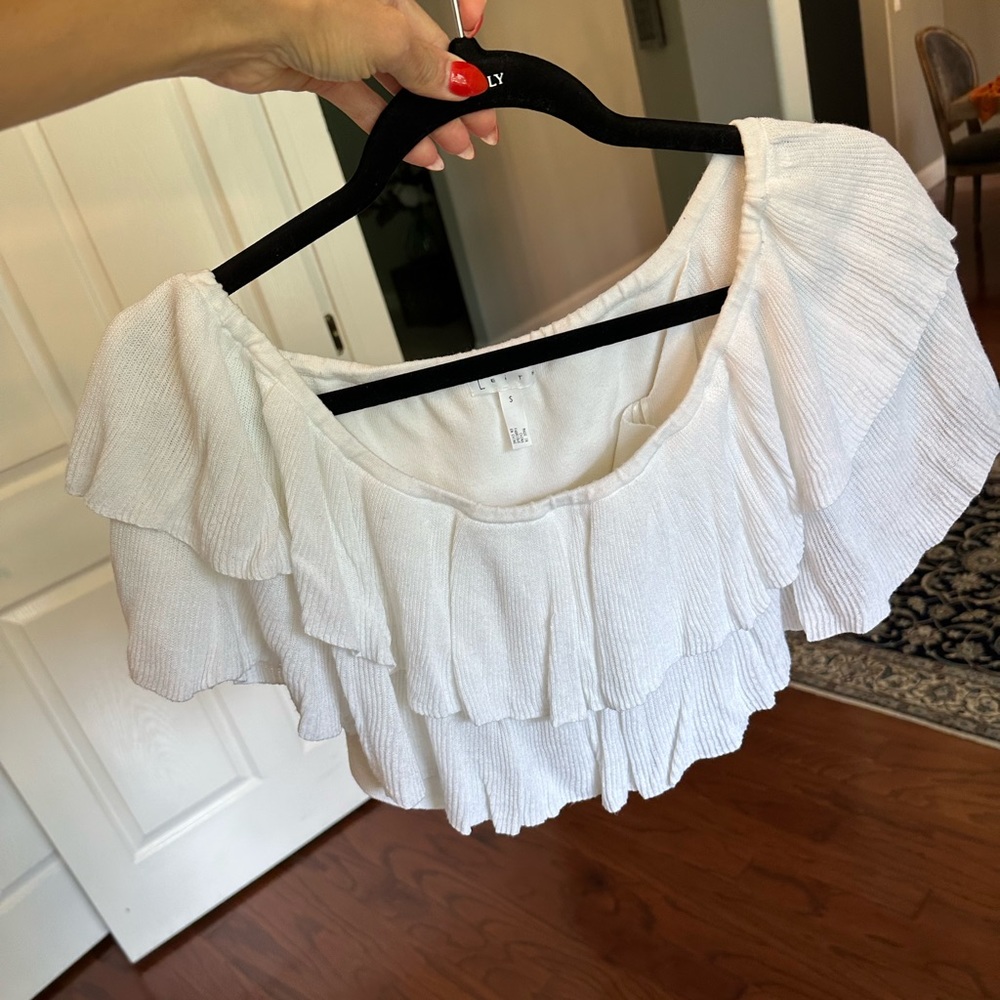Leith Cropped Ruffle Top